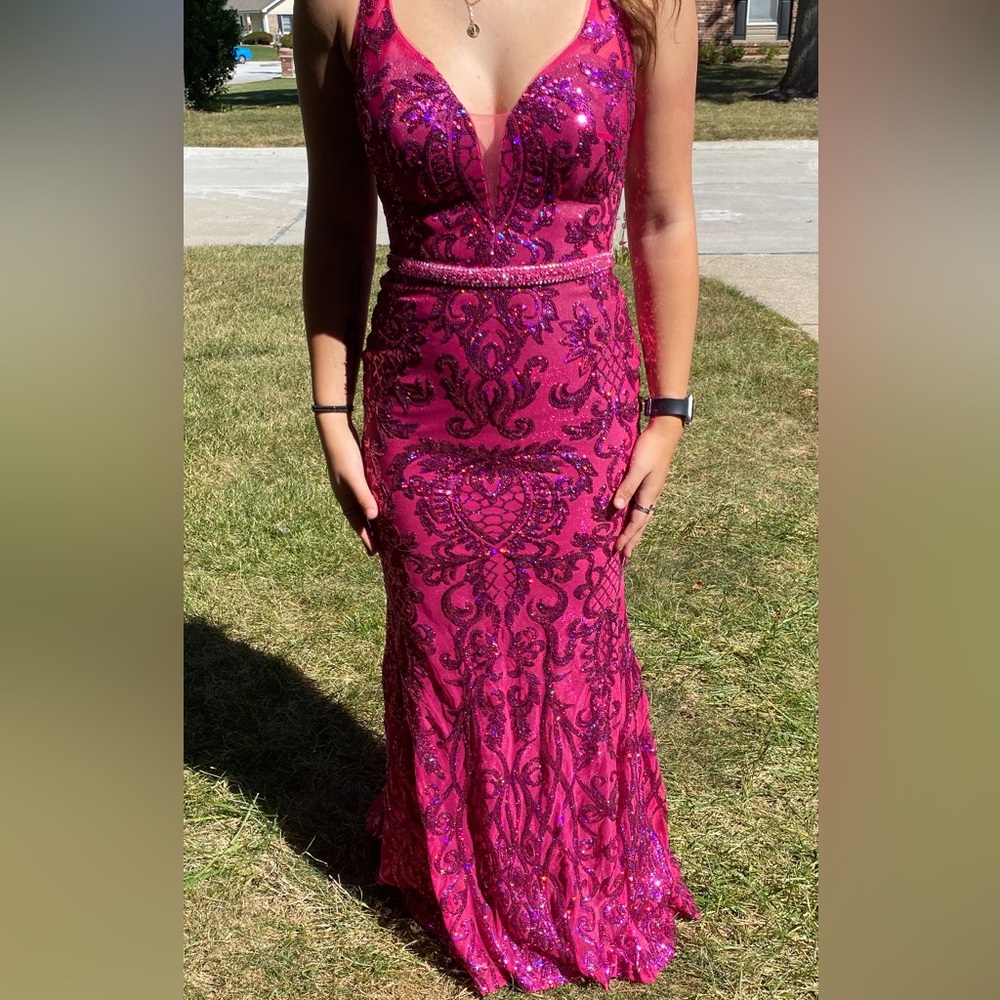 Magenta pink prom dress, Ellie wilde prom dress
